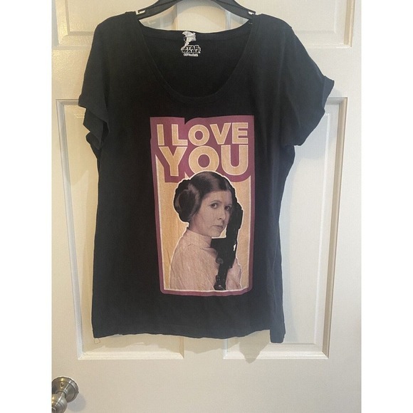 Star Wars Tops - Star Wars Princess Leia Tee Women Large L Black Graphic Pre Shrunk Crew Neck
